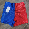 SALE - 3.5" Inseam High Waisted Booty Shorts - Harley Quinn Blue/Red Mystique - Peridot Clothing