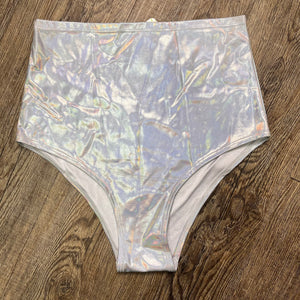 SALE - Flawed - High Waisted Hot Pants - Opal Holographic Bikini - Peridot Clothing