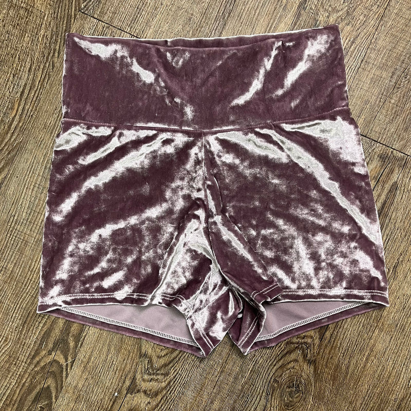 SALE - Dusty Lilac Crushed Velvet Booty Shorts - High-Waisted - Peridot Clothing