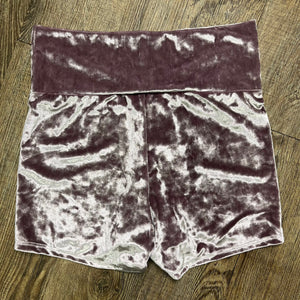 SALE - Dusty Lilac Crushed Velvet Booty Shorts - High-Waisted - Peridot Clothing