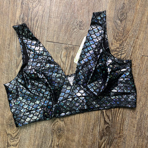 SALE - Black Mermaid Scale Holographic Bralette - Peridot Clothing