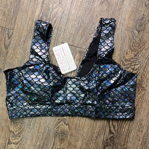 SALE - Black Mermaid Scale Holographic Bralette - Peridot Clothing