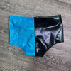 SALE - MEDIUM ONLY - High Waist Scrunch Bikini Hot Pants - 2-Toned Turquoise/Black - Peridot Clothing