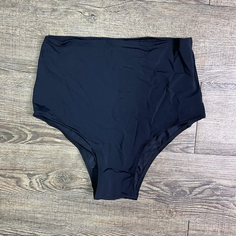SALE - SMALL ONLY - High Waist Hot Pants Bikini - Black Spandex - Peridot Clothing