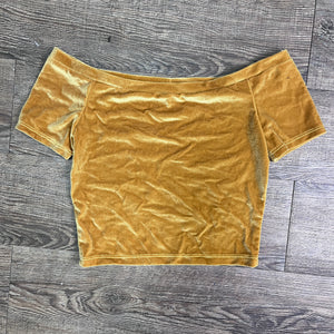 SALE - XS - Cold Shoulder Top - Gold Velvet - Peridot Clothing
