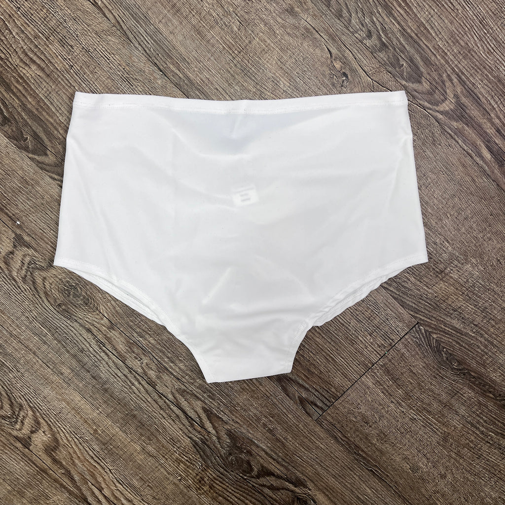 SALE - MEDIUM ONLY - High Waist Scrunch Bikini Hot Pants - White Spandex - Peridot Clothing