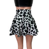 Skater Skirt - Black & White Cow Print - Peridot Clothing