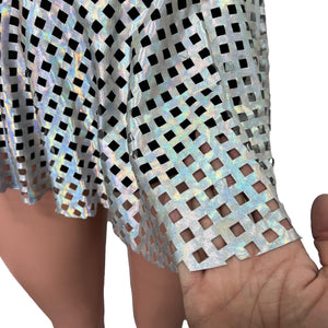 Skater Skirt - Opal Diamond Cutout Holographic Iridescent - Peridot Clothing