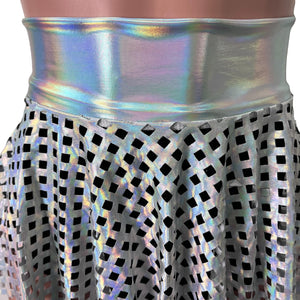 Skater Skirt - Opal Diamond Cutout Holographic Iridescent - Peridot Clothing