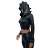Black Dragon Spike Holographic Long Sleeve Hoodie Top - Peridot Clothing