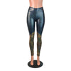 Black & Gold Shattered Glass Holographic *Mid-Rise* Leggings Pants - Peridot Clothing