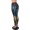 Black & Gold Shattered Glass Holographic *Mid-Rise* Leggings Pants - Peridot Clothing