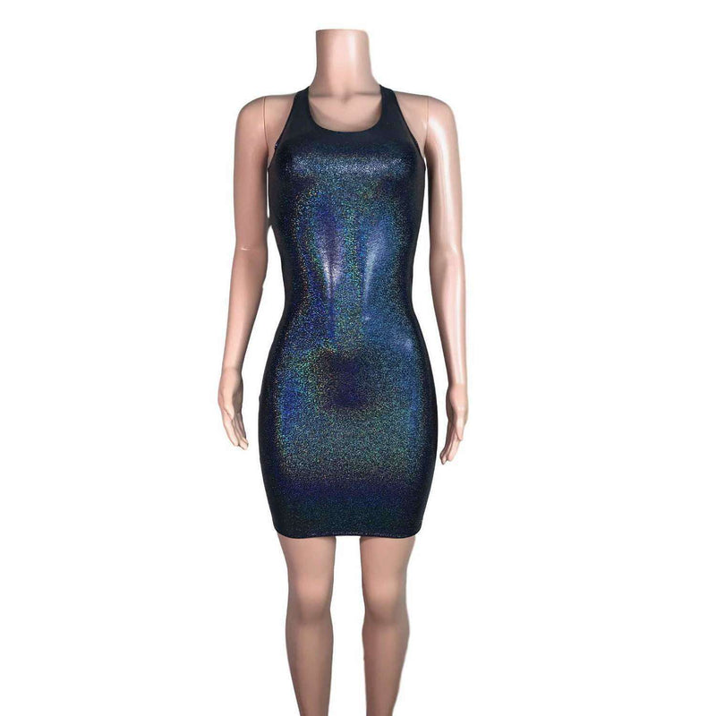 Black Holographic Bodycon Dress - Peridot Clothing