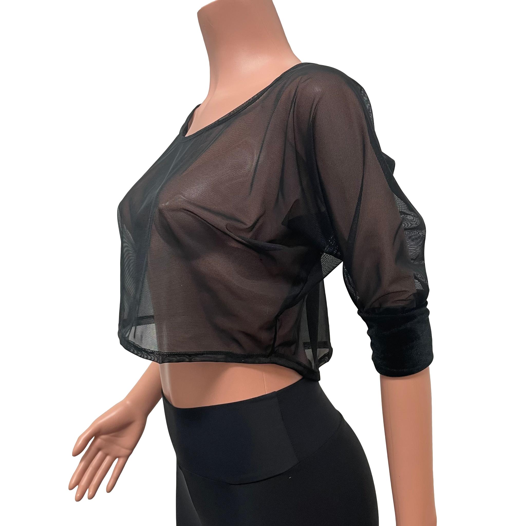 LOCCY Mesh tops voor vrouwen, pure zwart slim fit mesh top, S LOCCY Mesh tops voor vrouwen, pure zwart slim fit mesh top, S