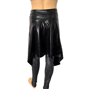 Long Cape Skirt - Black Metallic - Unisex Men/Women Open-Front Skirt - Peridot Clothing