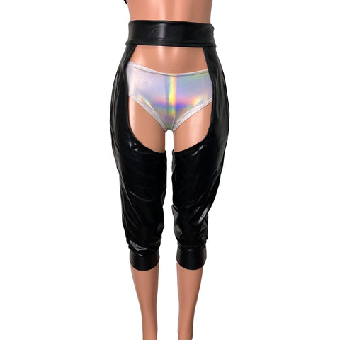 Jogger Chaps in Holographic Opal Iridescent Spandex Unisex Women's/Men–  Peridot Clothing