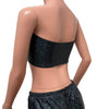 Black Holographic Shattered Glass Lace-up Tube Top Bandeau - Peridot Clothing