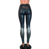 Black & Silver Shattered Glass Holographic *Mid-Rise* Leggings Pants - Peridot Clothing