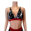 Black, White, & Red Spandex Bralette - Peridot Clothing