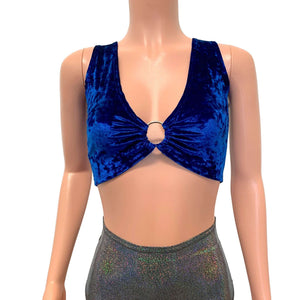 Hot Pink Neon Velvet Ring Crop Top