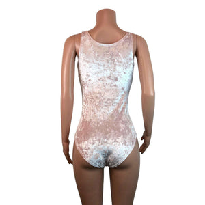 Bodysuit - Petal Pink Crushed Velvet - Peridot Clothing