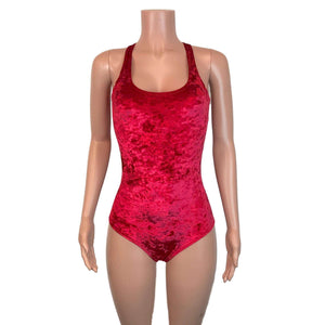 Bodysuit - Red Crushed Velvet - Peridot Clothing