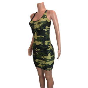 *Disontinued - Camo or Camouflage Bodycon Tank Dress - Final Sale SMALL - Peridot Clothing