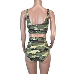 Camouflage High Waist Bikini Outfit - Peridot Clothing