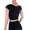 Cap Sleeve Crop Top - Black Velvet - Peridot Clothing