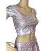 Cap Sleeve Crop Top - Light Pink Shattered Glass - Peridot Clothing
