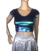 Cap Sleeve Crop Top - Oil Slick Holographic - Peridot Clothing