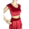 Cap Sleeve Crop Top - Red Crushed Velvet - Peridot Clothing
