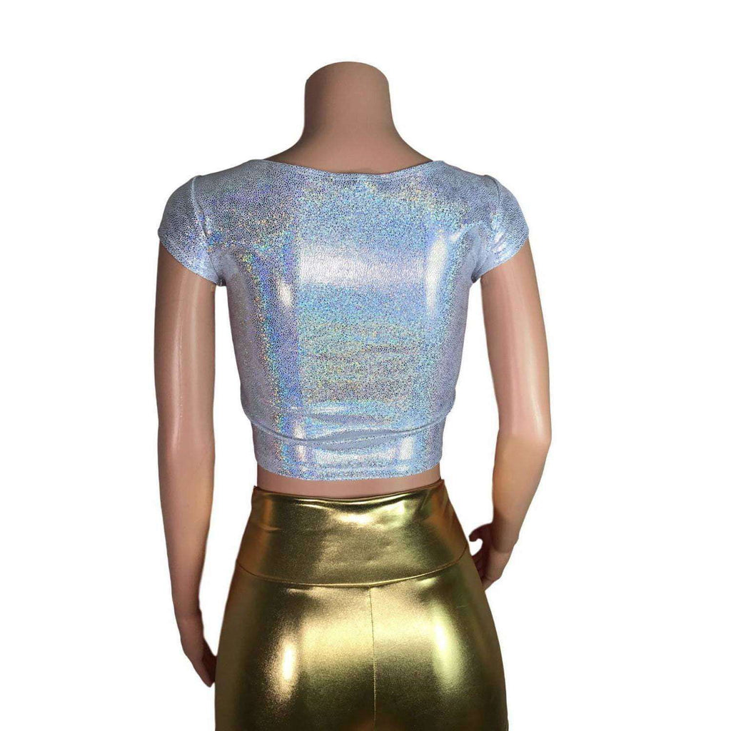 Cap Sleeve Crop Top - Silver Holographic - Peridot Clothing