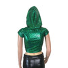 Cap Sleeve Cropped Hoodie - Green Mermaid Scale - Peridot Clothing