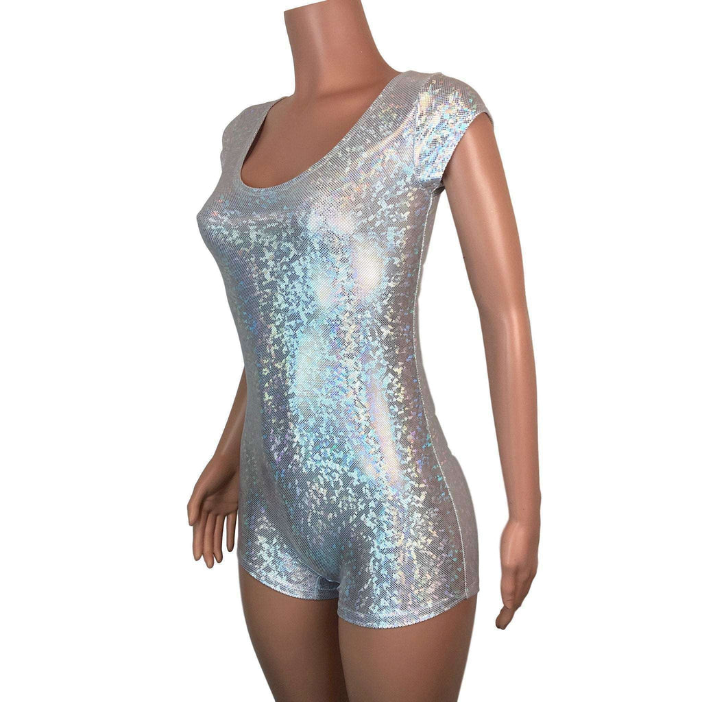 Cap Sleeve Romper - Silver Holographic Shattered Glass - Peridot Clothing