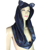 Cat Ear Black Holographic Rave Hood - Peridot Clothing