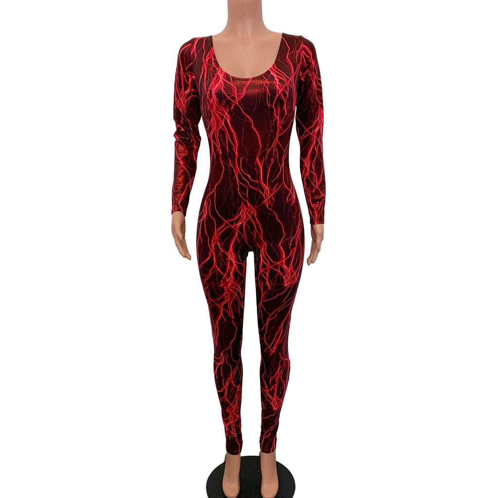 Catsuit in Red Lightning Metallic - Peridot Clothing