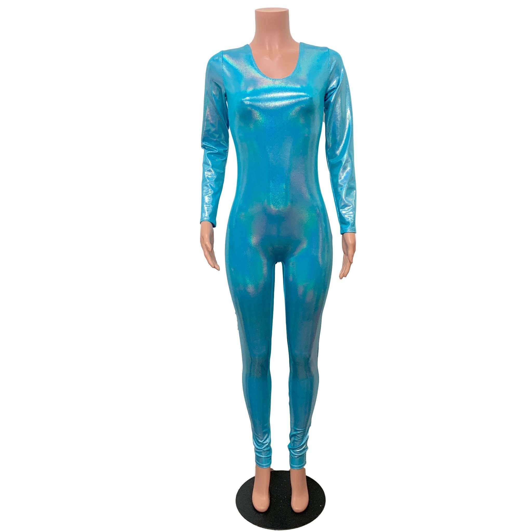 SALE - Catsuit in Red Sky Blue Holographic