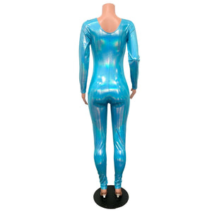 Catsuit in Red Sky Blue Holographic - Peridot Clothing