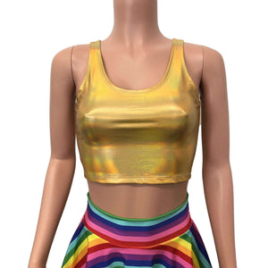 Crop Tank Top - Gold Opal Holographic - Peridot Clothing