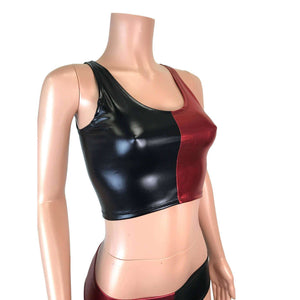 Crop Tank Top - Harley Quinn Black/Red Metallic - Peridot Clothing