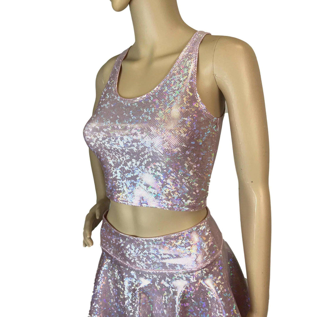 Crop Tank Top - Light Pink Shattered Glass - Peridot Clothing
