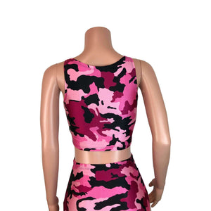 Crop Tank Top - Pink Camo - Peridot Clothing