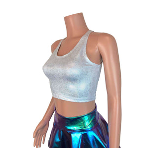 Crop Tank Top - Silver Holographic - Peridot Clothing