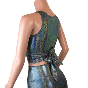 Crop Wrap Top - Gleaming Silver Sparkle - Choose Sleeve Length - Peridot Clothing