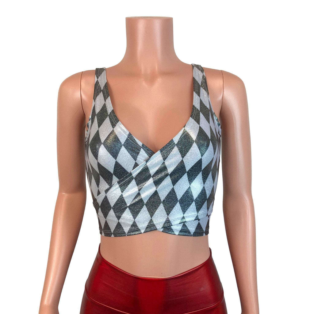 Crop Wrap Top - Holographic Harlequin - Choose Sleeve Length - Peridot Clothing