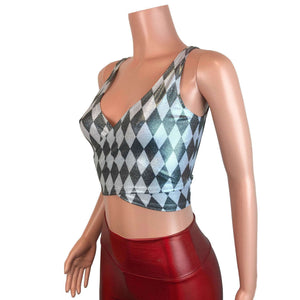 Crop Wrap Top - Holographic Harlequin - Choose Sleeve Length - Peridot Clothing