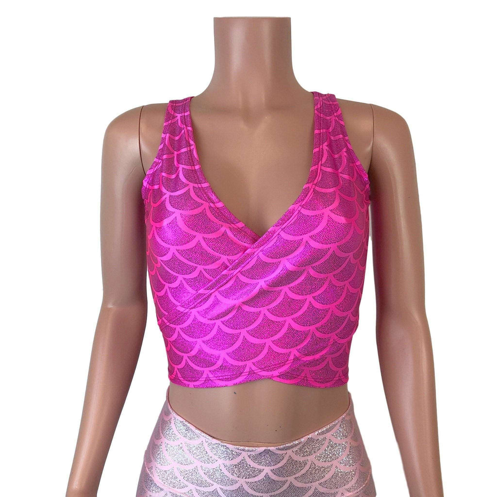 Crop Wrap Top - Hot Pink Mermaid - Choose Sleeve Length - Peridot Clothing