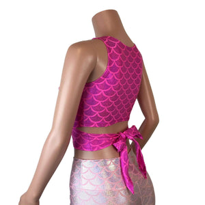 Crop Wrap Top - Hot Pink Mermaid - Choose Sleeve Length - Peridot Clothing