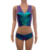 Crop Wrap Top - Mermaid Scales Holographic - Peridot Clothing